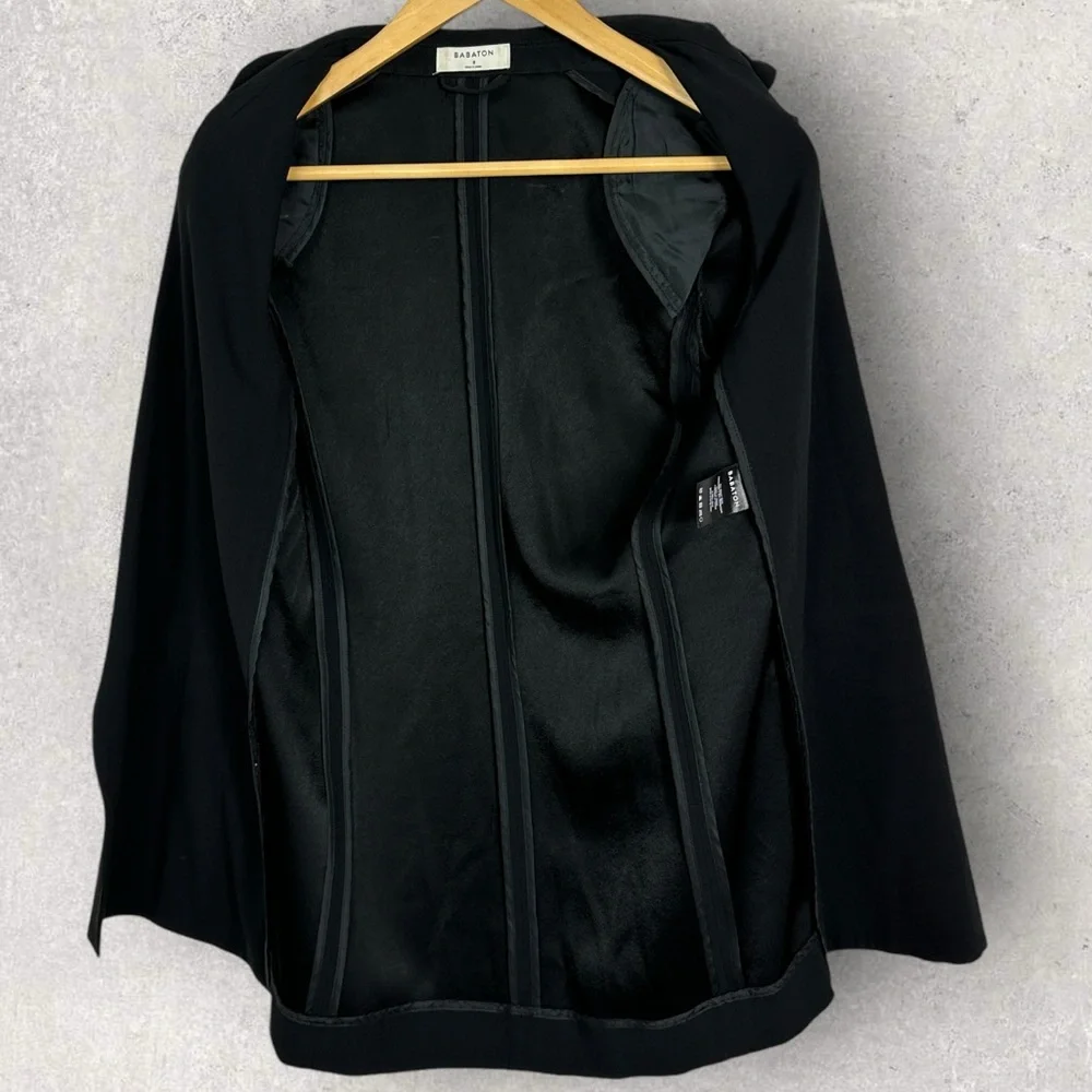 Aritzia Babaton‎ Delos Blazer Black Drape Size 2 Cupro Crepe Minimalist Career - Picture 6 of 16